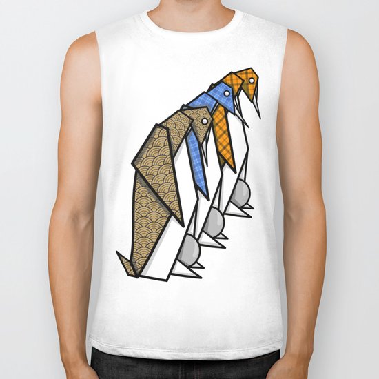 Origami Penguins Biker Tank