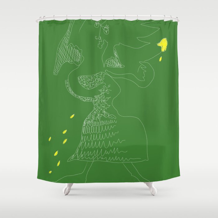 The Bride with Yellow Flower Shower Curtain