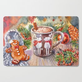 Cup of cocoa and ginger cookies Cutting Board