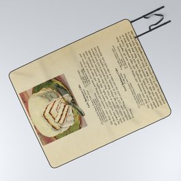 Vintage Lady Baltimore Cake Recipe and Illustration Picnic Blanket