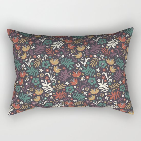 Midnight Florals Rectangular Pillow