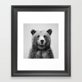 Grizzly Bear - Black & White Framed Art Print