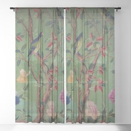 Green Dream Chinoiserie Sheer Curtain
