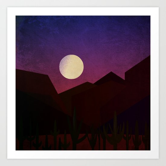 Moon Over The Desert Art Print