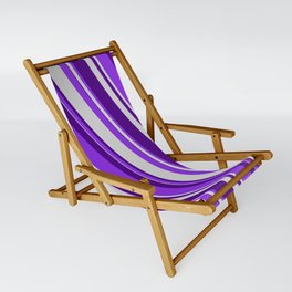 [ Thumbnail: Purple, Light Gray & Indigo Colored Stripes/Lines Pattern Sling Chair ]