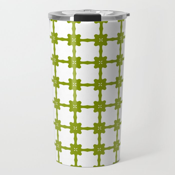 Minimalist Green Tiled Pattern Travel Mug