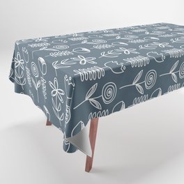 Blue and White Mod Flower Tablecloth
