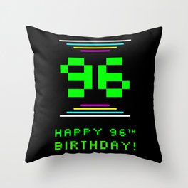 [ Thumbnail: 96th Birthday - Nerdy Geeky Pixelated 8-Bit Computing Graphics Inspired Look Throw Pillow ]