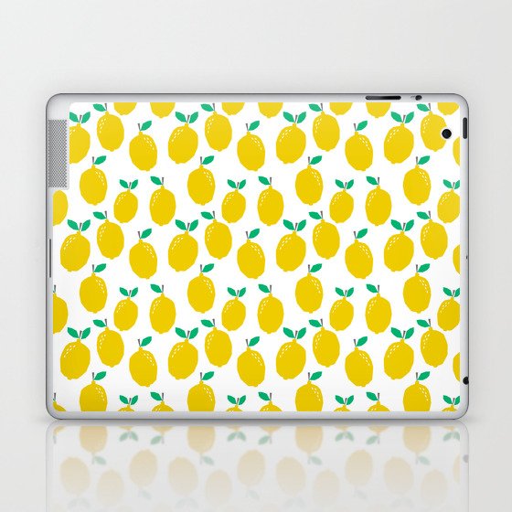 Lemons - Tropical citrus summer fresh modern pattern bright garden vegetables vegan Laptop & iPad Skin