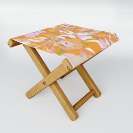 Maxi Boho Floral Pattern - 1 - Orange Neutral Folding Stool