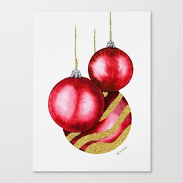Dark Red and Golden Christmas Balls Canvas Print