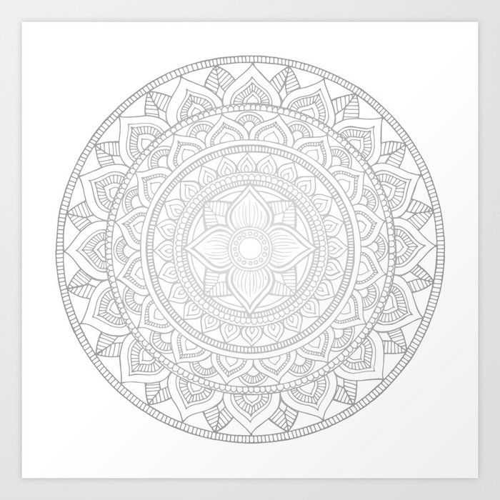 Bali Mandala - Neutral Grey Art Print