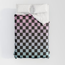 Pink and Blue Gradient Checkers Duvet Cover