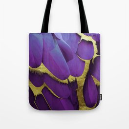 Heart of Gold Blue Violet feathers Tote Bag