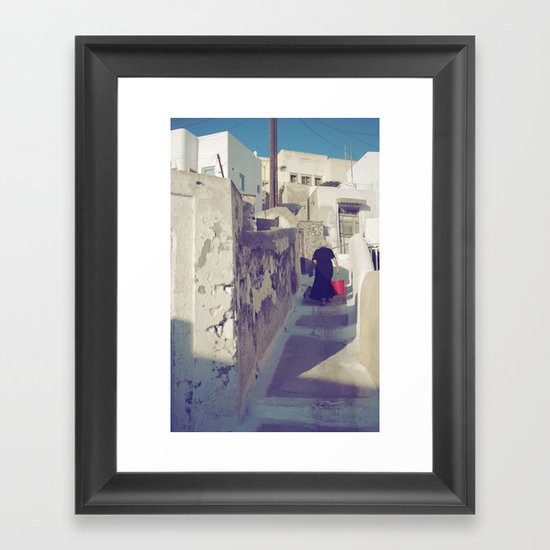 Streets of Santorini IV Framed Art Print