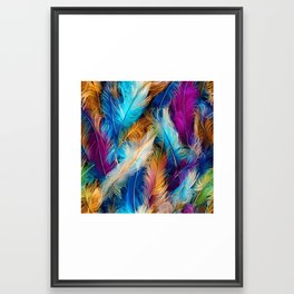 colorful Beautiful Feathers Polishing Framed Art Print