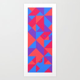 Red and blue geometric pattern Art Print