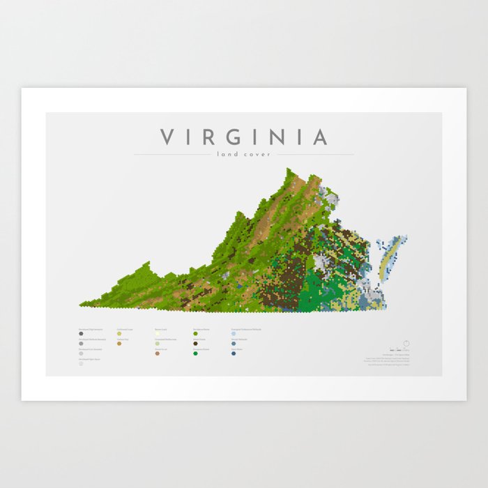 Virginia Land Cover Map Art Art Print