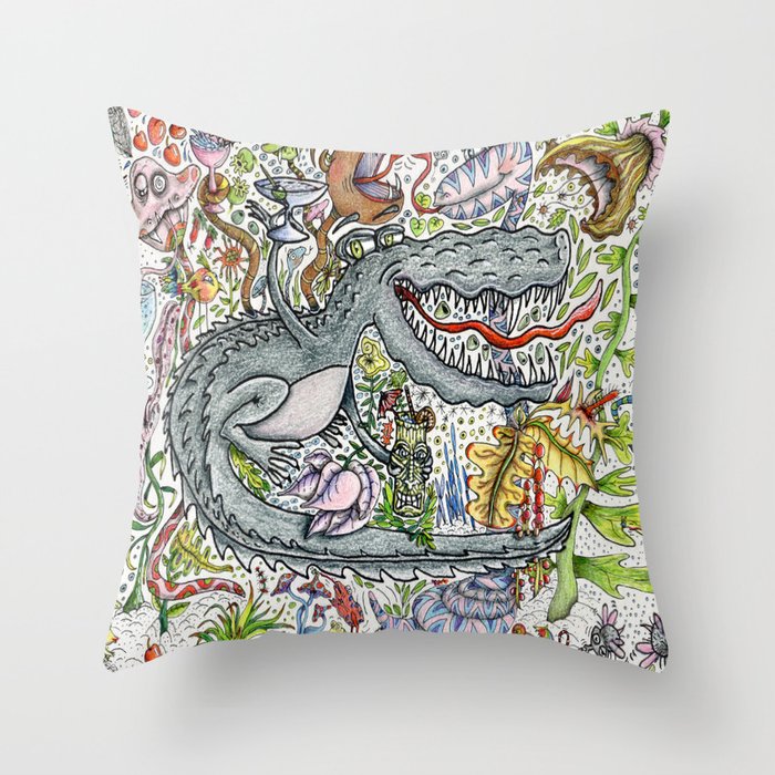 Crocktails anyone? or slightly sloshed snakes Throw Pillow
