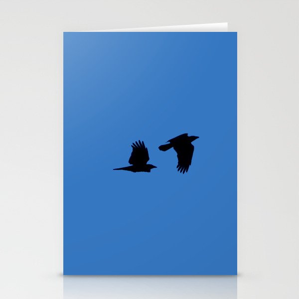 Two Ravens Flying Blue Sky Stationery Cards