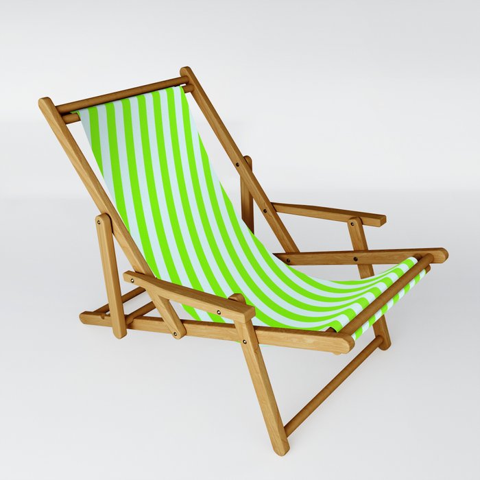 Chartreuse & Light Cyan Colored Striped/Lined Pattern Sling Chair
