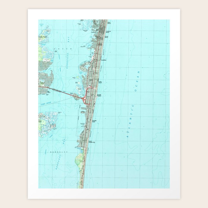 Seaside Park & NJ Shore Map (1989) Art Print by BravuraMedia Society6