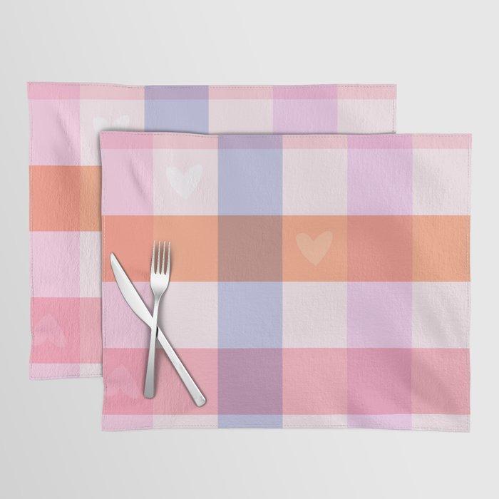 Love check in pastel candy Placemat