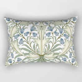 William Morris Vintage Bluebell Floral Blue Green & White  Rectangular Pillow
