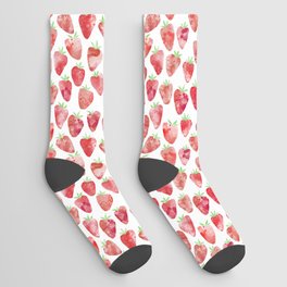 Strawberries Watercolor Socks
