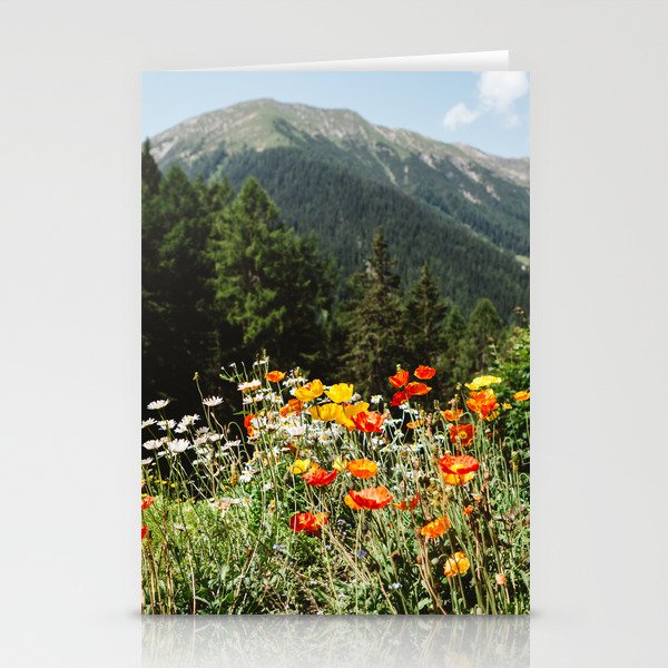 Mountain garden in Switzerland mountains Stationery Cards