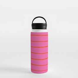 Bold Red Stripes on Tropical Pink Water Bottle