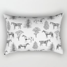 HORSES & TREES Black and white pattern  Rectangular Pillow