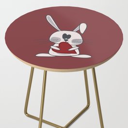 Cute bunny holding red heart Side Table
