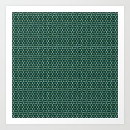 Emerald Green Gold Honeycomb Pattern Art Print