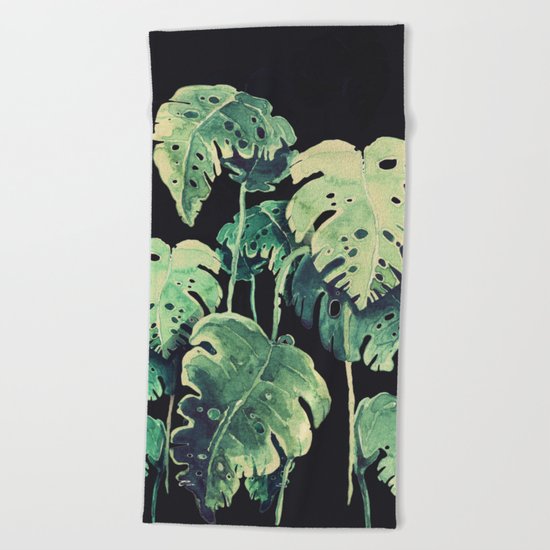 tropical in the dark Beach Towel