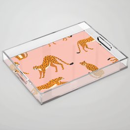 Cheetahs pattern on pink Acrylic Tray