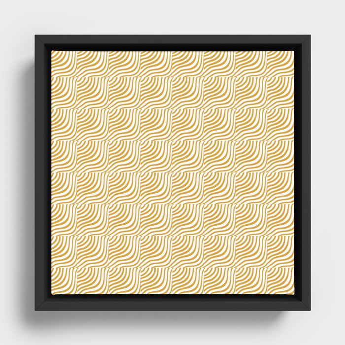 Golden Stripes Shells Pattern Framed Canvas
