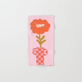 Abstract modern flower and checkerboard vase. Groovy vibes and retro style Hand & Bath Towel