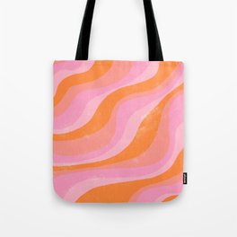 Pink 70s Retro Swirl Waves Tote Bag