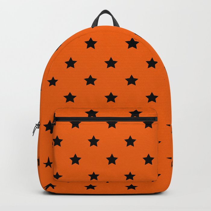 Orange and Black Stars Pattern Backpack