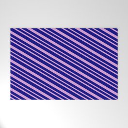 [ Thumbnail: Blue & Plum Colored Striped Pattern Welcome Mat ]