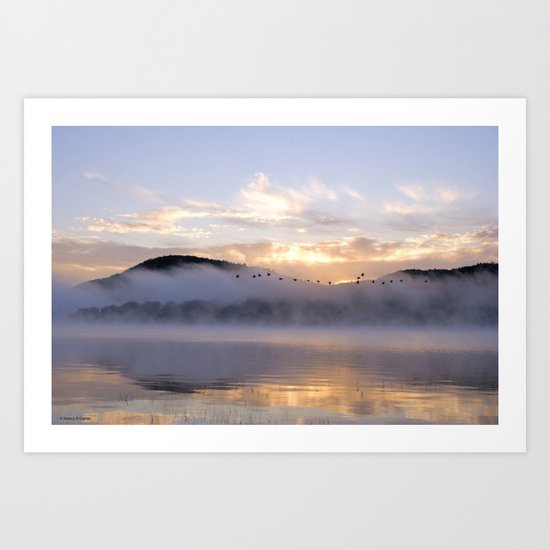 Misty Morning on the Lake Art Print