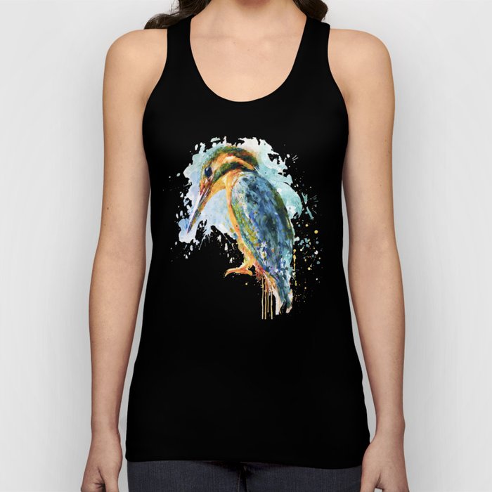 Kingfisher Bird Watercolor Painting Tank Top