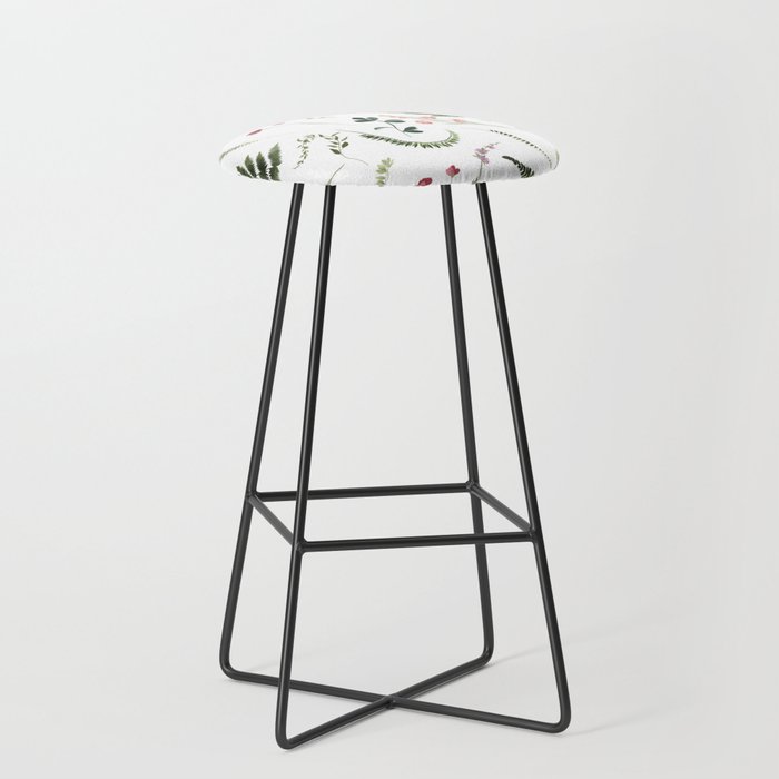 Pretty Wildflowers Botanical Pattern Bar Stool