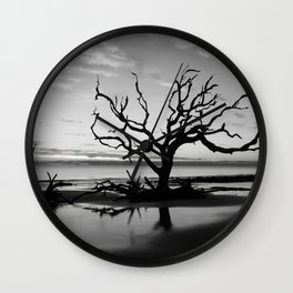 Driftwood Beach Wall Clock | B W, Beach, Sunrise, Jekyllisland, Ocean, Driftwood, Reflection, Outdoors, Photo, Morning 