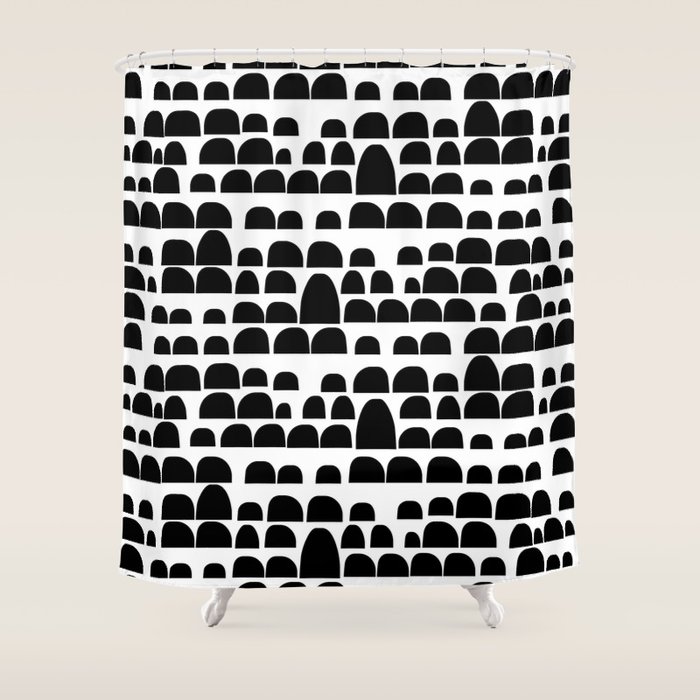 Half Circle Black And White Pattern Shower Curtain By Iing Society6