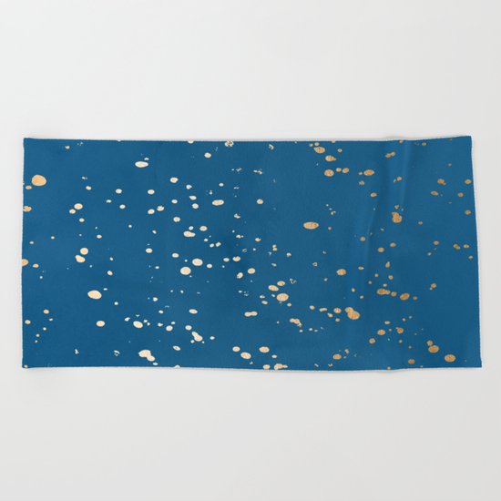 Paint Spatter - Orange Sherbet Shimmer on Saltwater Taffy Teal Beach Towel