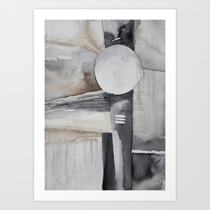Gray beige abstract Art Print