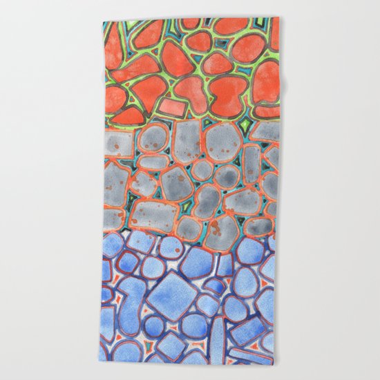 Summer Heat over Refreshing Water Pattern Beach Towel