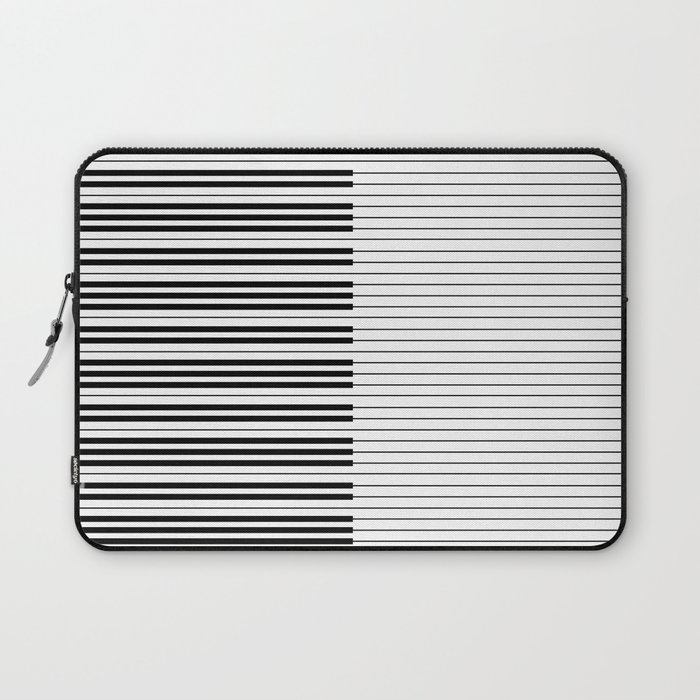 The Piano Black and White Keyboard with Horizontal Stripes Laptop Sleeve